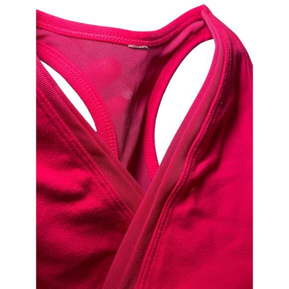 Lululemon Women 4 No So Deep V Neck Mesh Sports Bra Raspberry Hot Pink - Picture 4 of 8